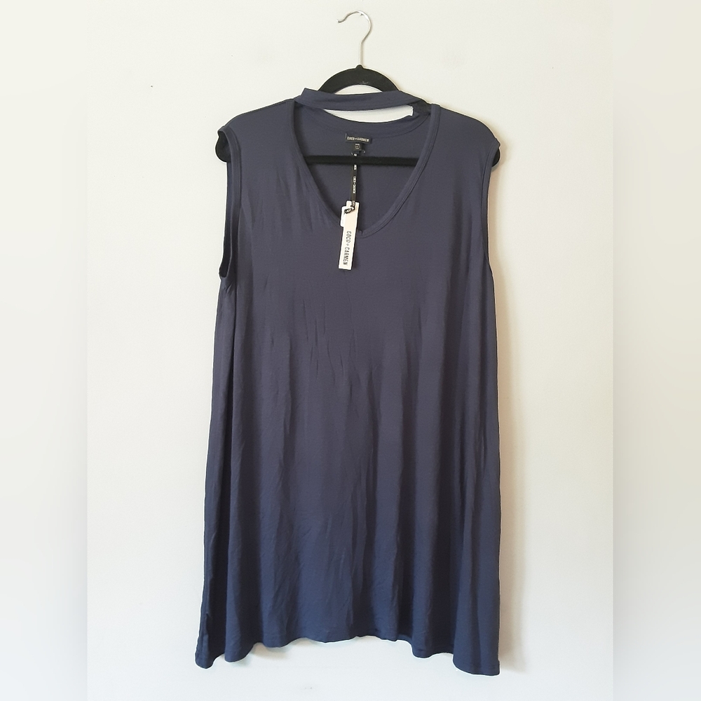 Coco + Carmen Blue Plus Size Tank Top w/Choker NWT